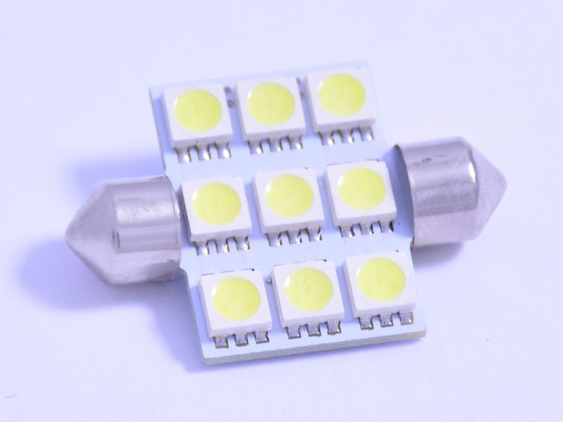 Автомобильная лампа светодиодная LEDUA S85-36mm-9smd 5050 12V Белый (23674971)