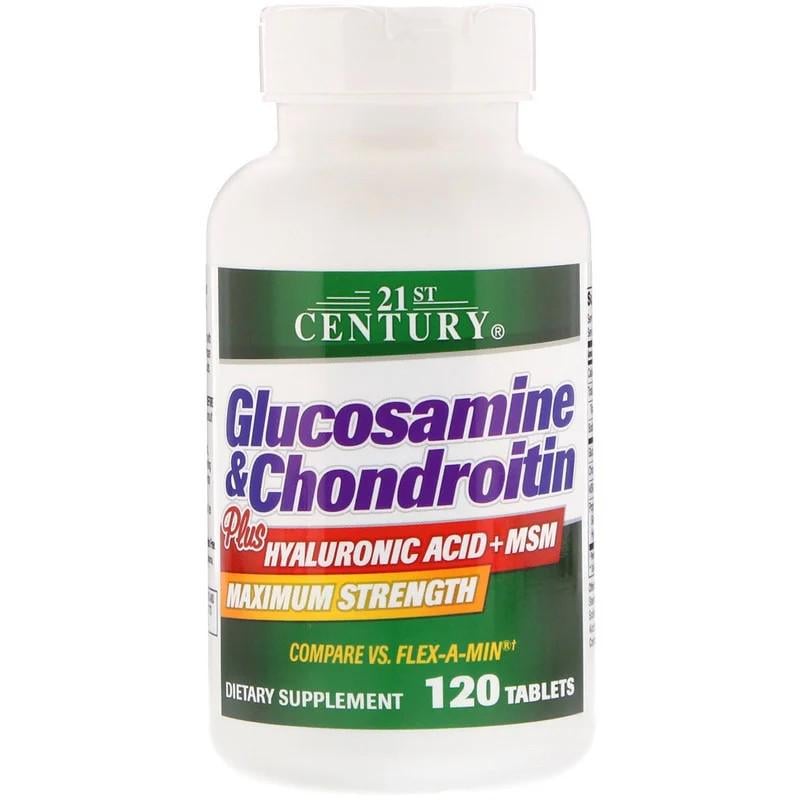 Для суставов и связок 21st Century Glucosamine & Chondroitin Plus Hyaluronic Acid + MSM 120 таблеток
