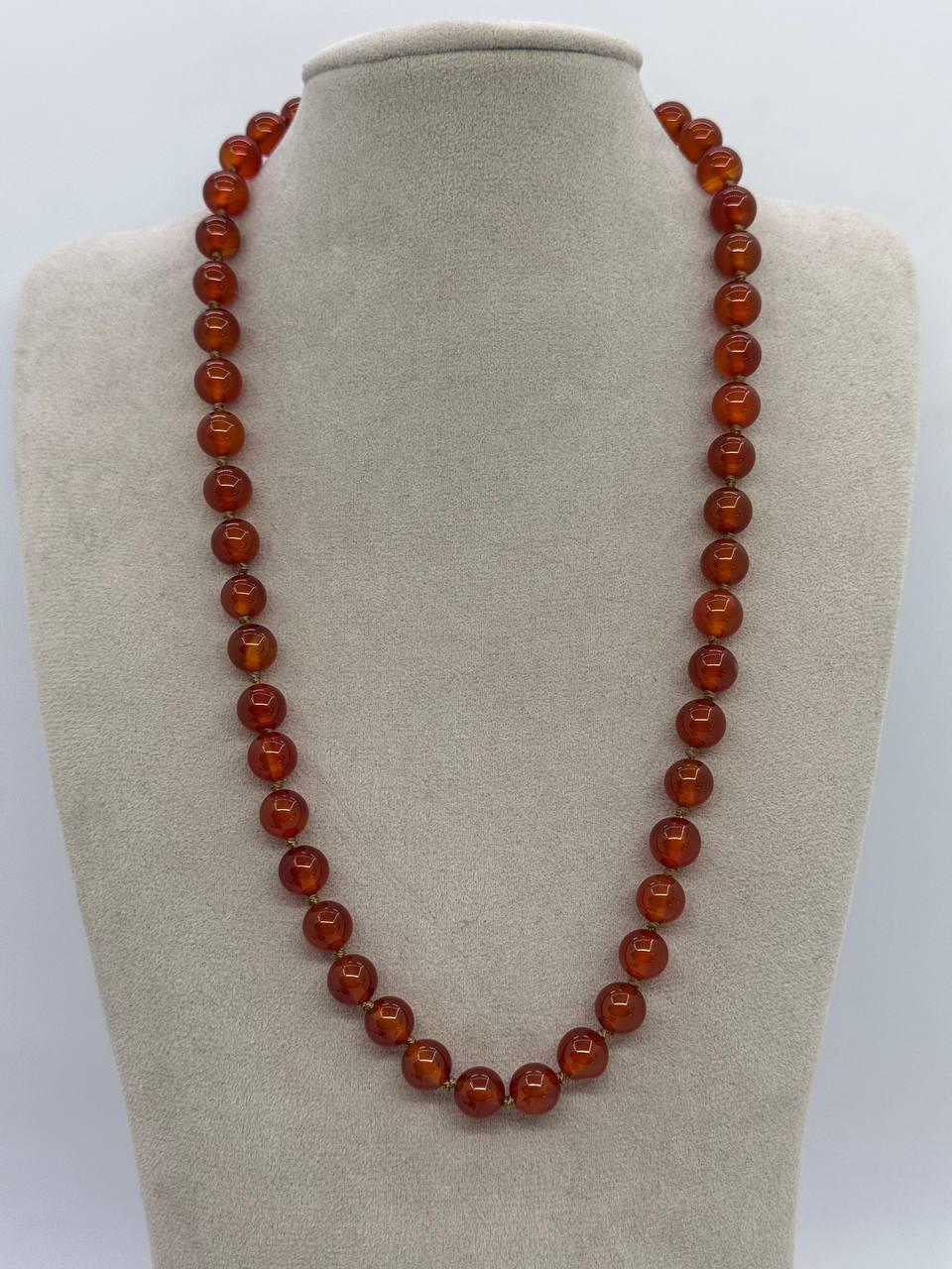 Бусы из сердолика 88 мм 46 см Красный (12613)