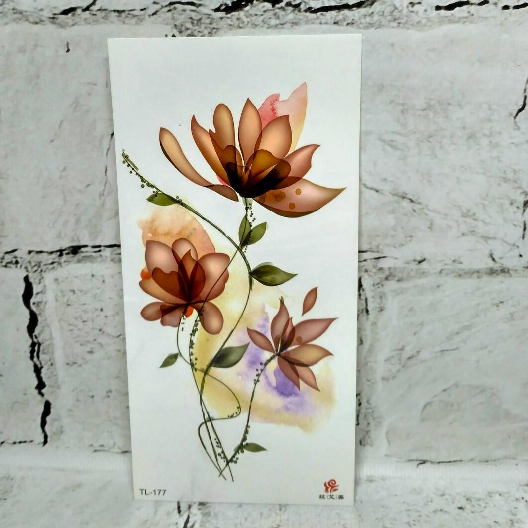 Тату тимчасові Квіти аркуш 9x19 см (TL-177)