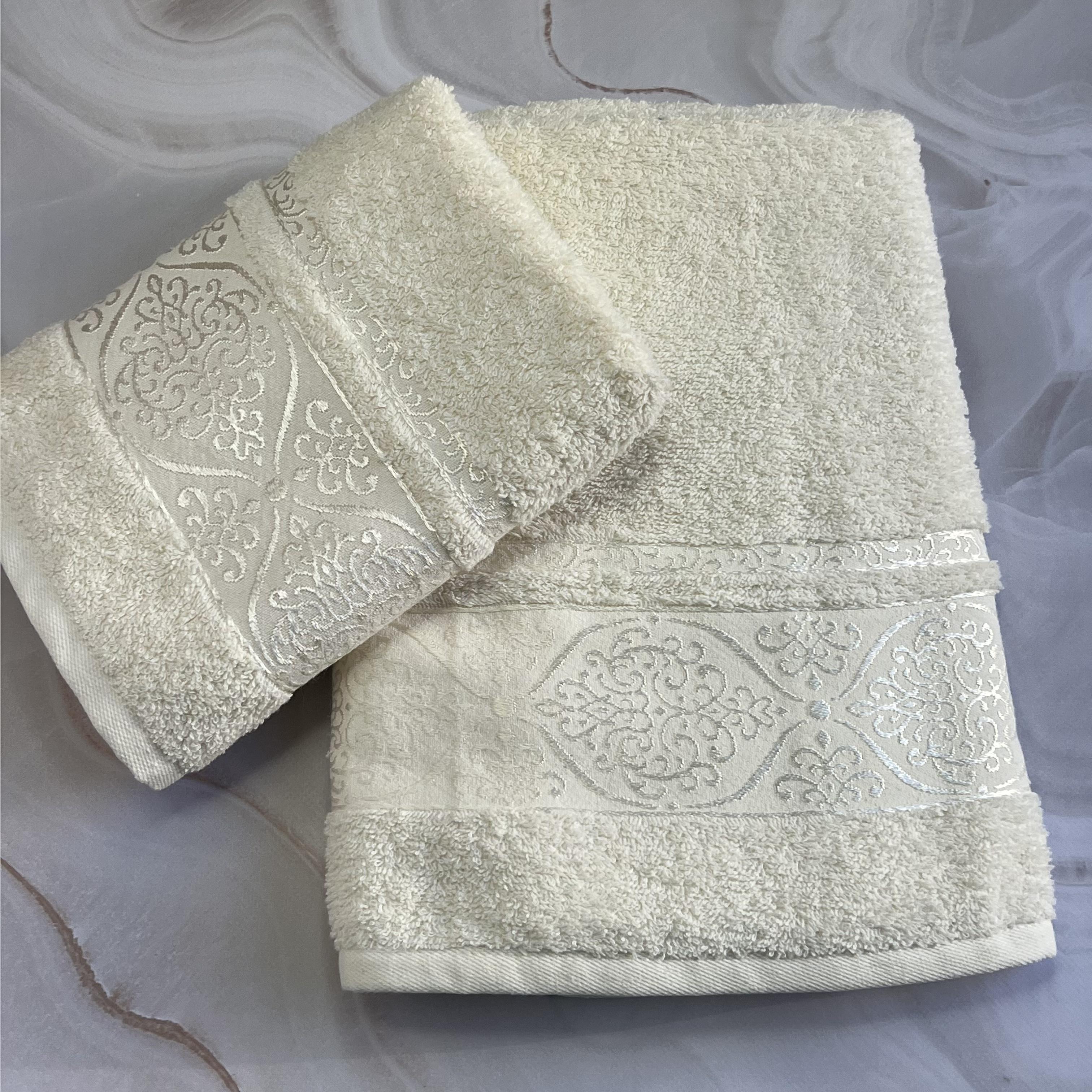 Набір рушників банне та для обличчя 70х40 см/50х90 см 2 шт. Білий (mame2v1venz2-beyaz)