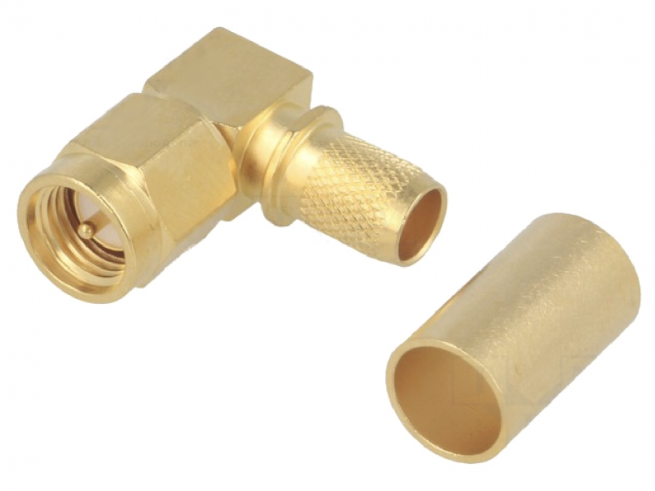 Угловой обжимной штекер SMA Angle Plug Crimp IP68 50 Ом до 18 GHz (000005251)