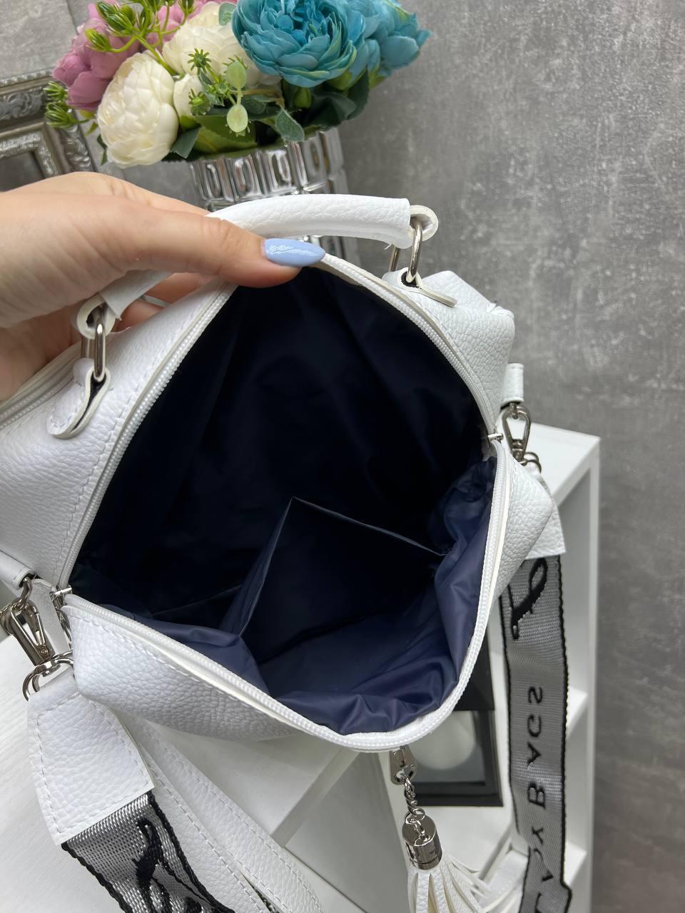 Сумка кросс боди через плечо из экокожи женская вместительная с широким ремнем Белый - фото 8 Сумка кросс боди через плечо из экокожи женская вместительная с широким ремнем Белый - фото 8