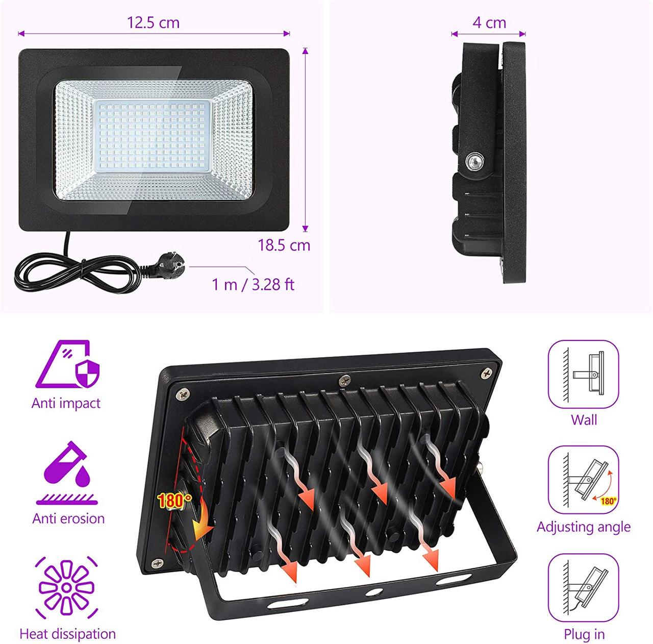 Светодиодный прожектор Litake ультрафиолетовые 30 W 2 шт. - фото 3