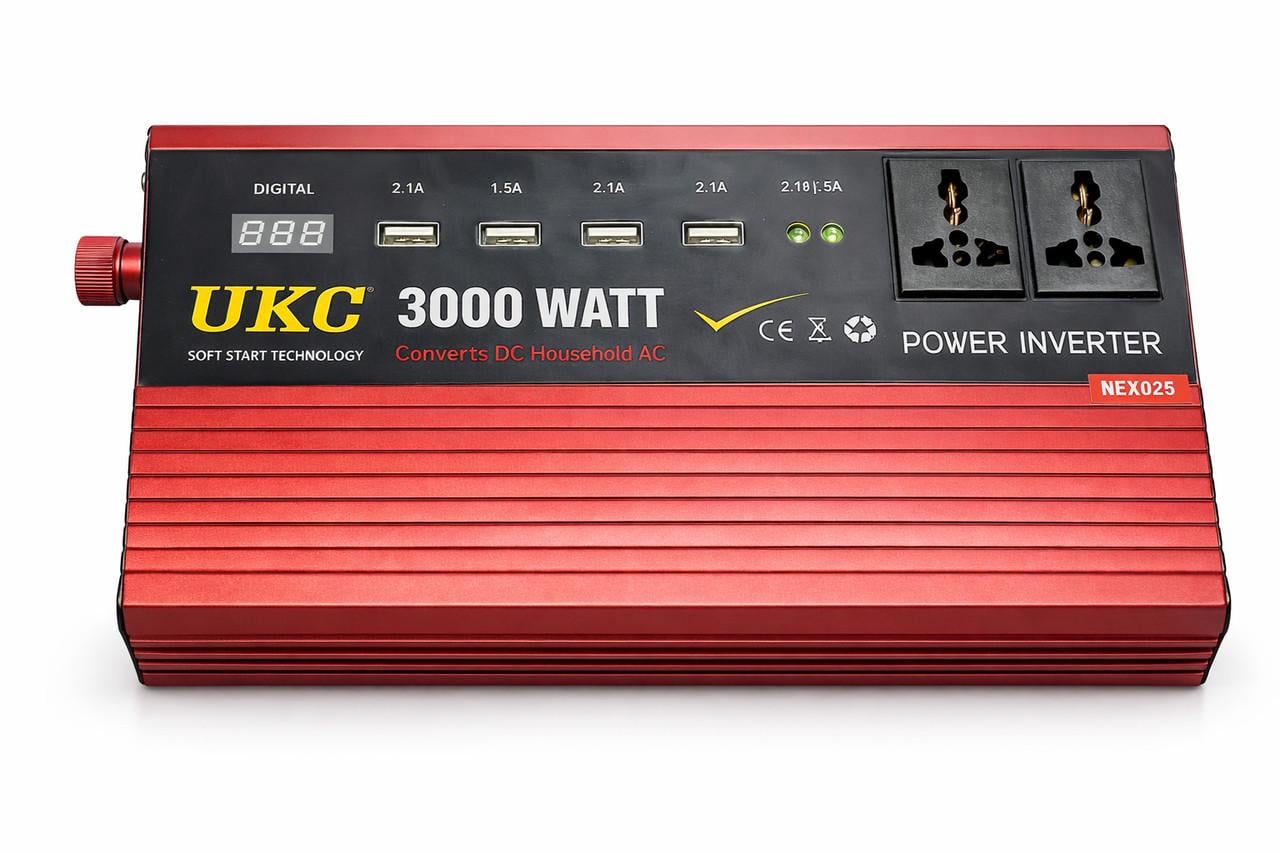 Автомобильный инвертор UKC 3000W AC/DC 12V-220V с USB и дисплеем (PH00475)