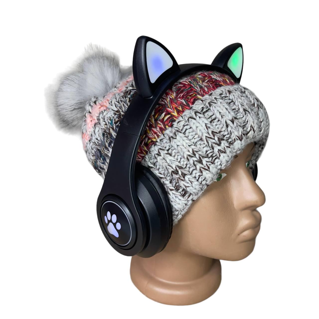 Навушники дитячі Cat Ear В39М підсвічування/FM-радіо/MicroSD/Bluetooth Чорний - фото 4