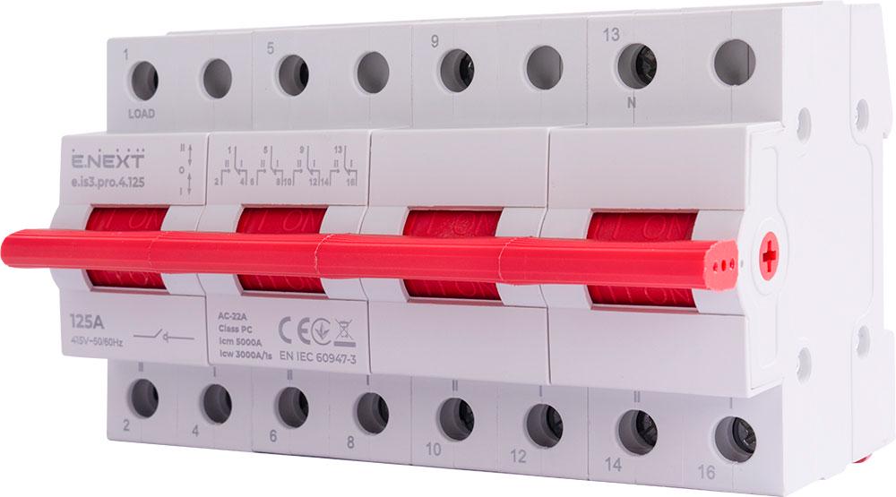 Выключатель-разъединитель E.NEXT e.is3.pro.4.125 1-0-2 4P 125А трехпозиционный (p008032)