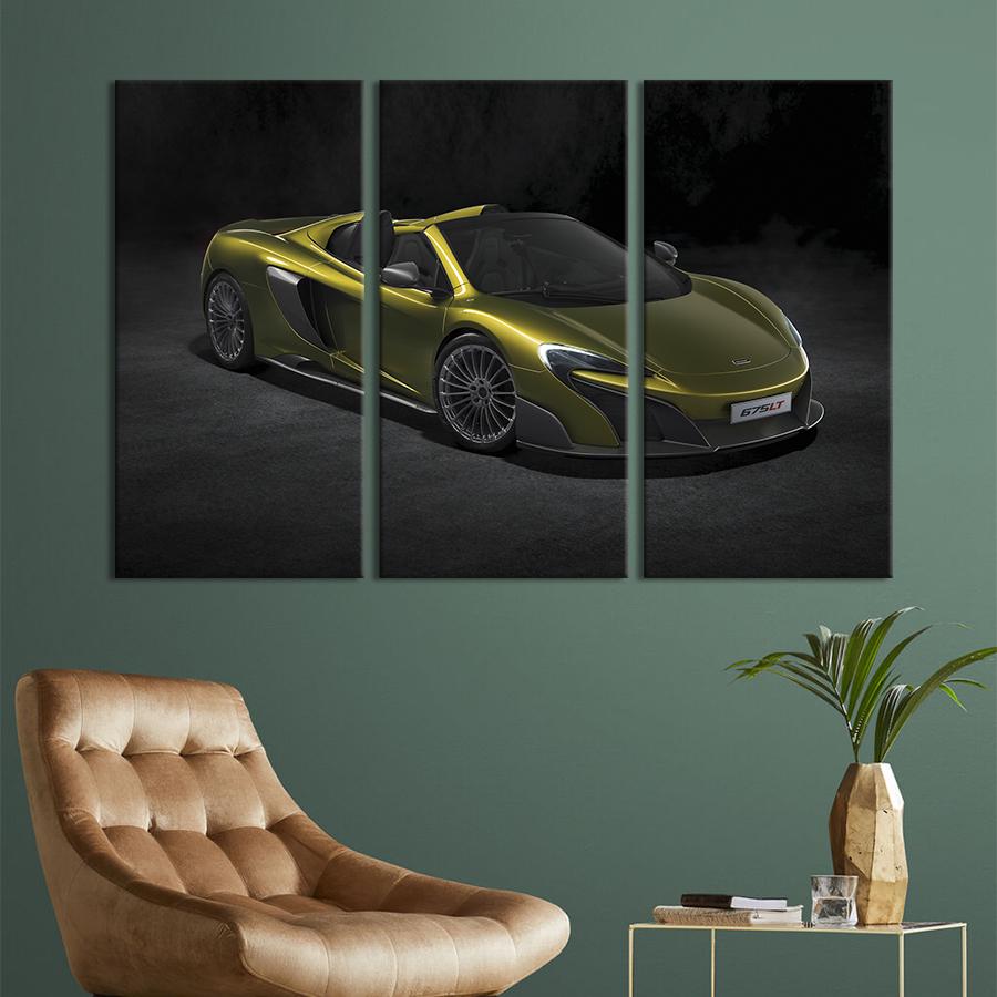Картина на холсте триптих Роскошный McLaren 675LT 128x81 см (1361-31)