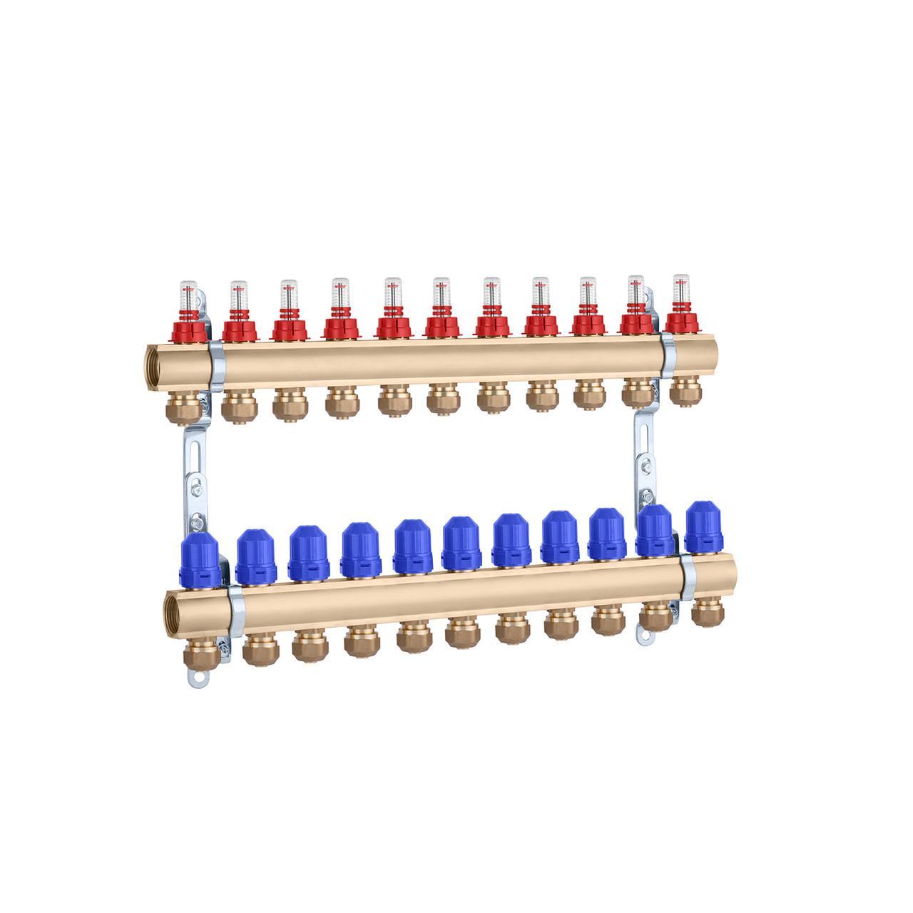 Коллектор в сборе STA на 11 выходов 1х3/4 с евроконусами/латунный