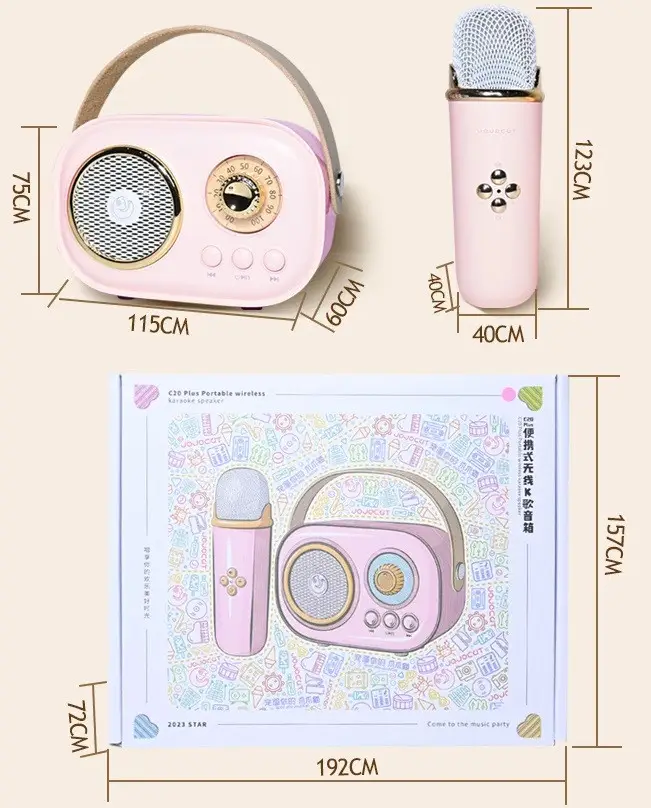 Колонка с микрофоном C20 Plus Bluetooth на аккумуляторе для караоке (25577641) - фото 10