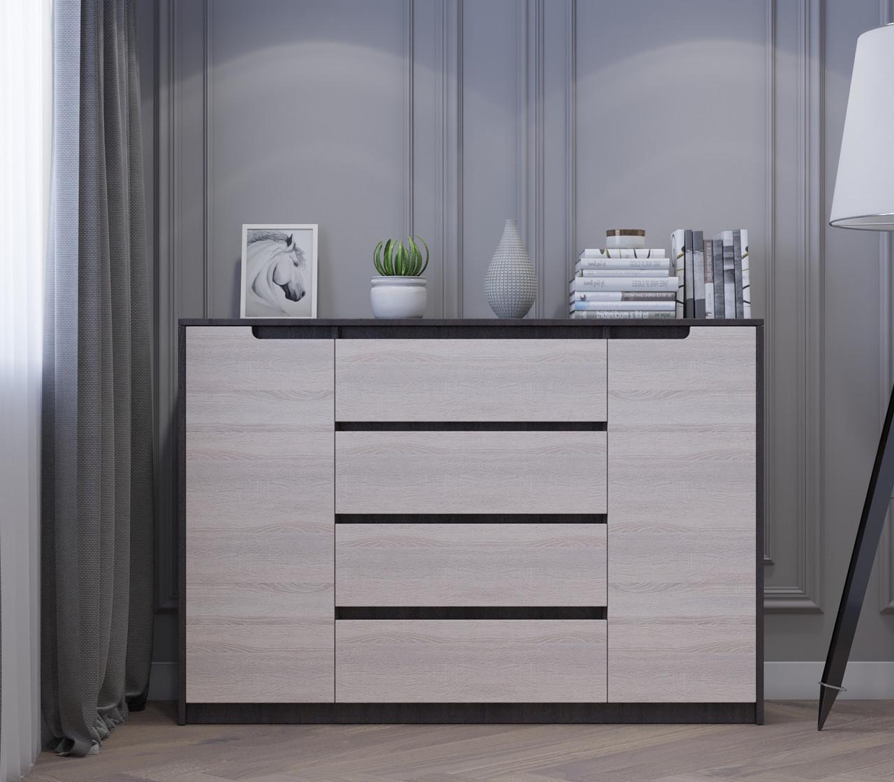 Комод для дому Еверест Мікс-3 140х38х97 см Венге/Дуб молочний (DTM-2007) Комод для дому Еверест Мікс-3 140х38х97 см Венге/Дуб молочний (DTM-2007)