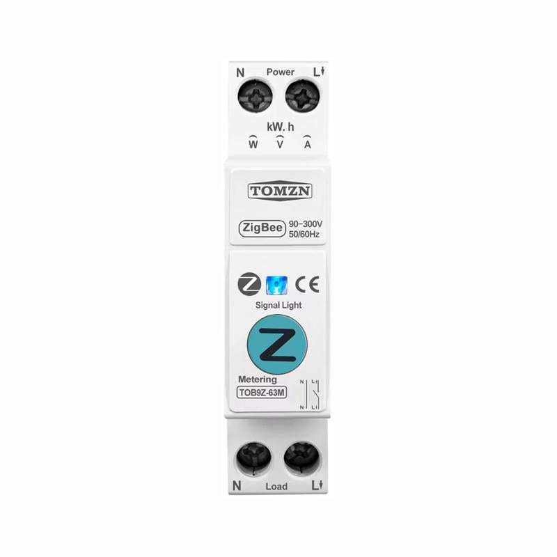 Умный выключатель TOMZN ZigBee с счетчиками/таймером 1P+N 20A 230V Smart Life/Tuya (TOB9Z-63M-20A)