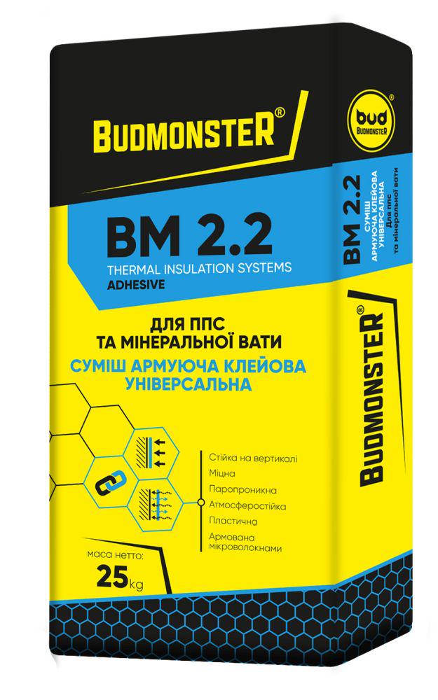 Клей для теплоізоляції BudmonsteR BM 2.2 армуючий для ППС і мінеральної вати 25 кг (87010)