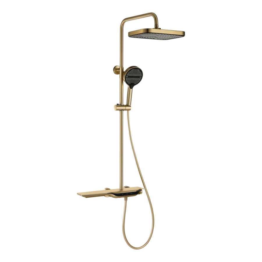 Душевая колонна с термостатическим смесителем MIXXUS SPACE-009-J 3 режима Brushed gold (MI6541)