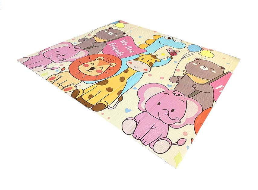 Развивающий коврик детский двухсторонний Звери с шариками HF51/Горы с жирафом HF58 складной с сумкой 200х180х1 см (2115683069) - фото 2