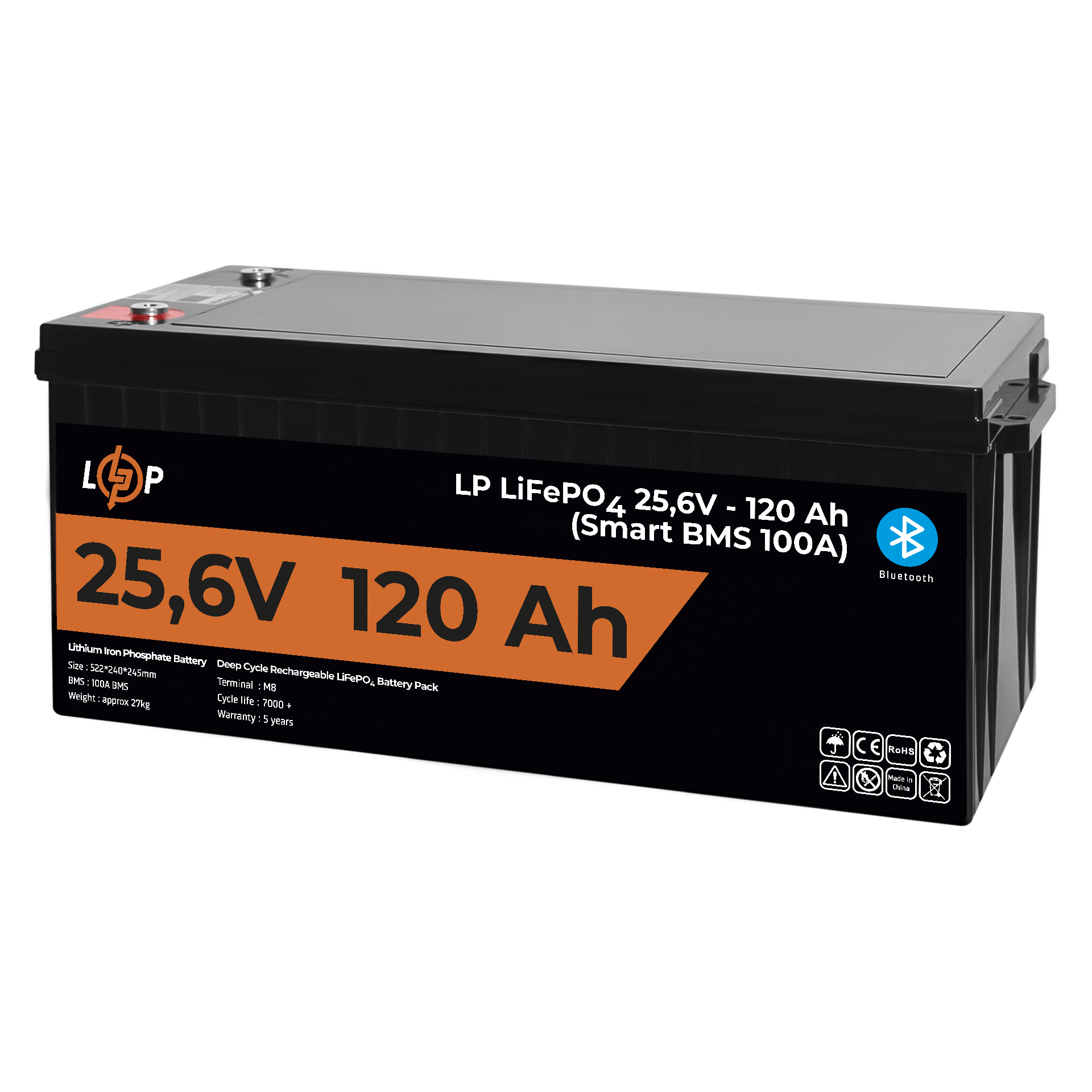 Аккумулятор для ИБП с Bluetooth LP LiFePO4 120 Ah/3072Wh Smart BMS 100А (22424) - фото 3 Аккумулятор для ИБП с Bluetooth LP LiFePO4 120 Ah/3072Wh Smart BMS 100А (22424) - фото 3