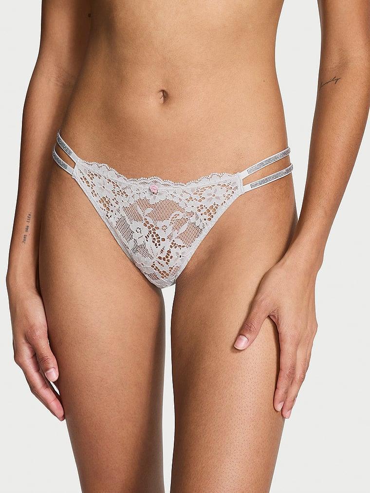 Трусики жіночі Victoria's Secret (2163389432606) Twinkle Strap Lace Brazilian XL Сірий (2556339616)