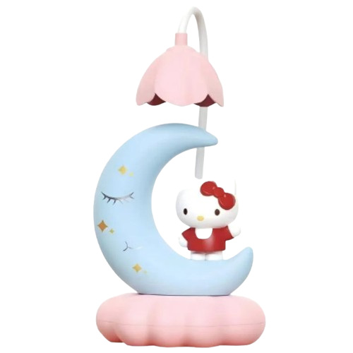 Лампа детская настольная Китти на луне с цветком 17х10 см Розовый (352E-1)