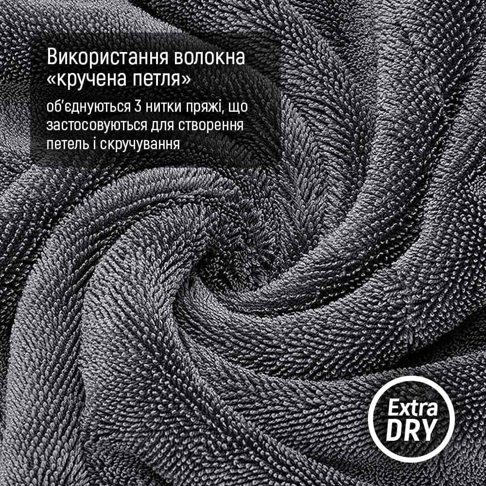 Авторушник ColorWay мікрофібра автомобільна універсальна Extra Dry 1200gsm 50х60 см Сірий (CW-5612) - фото 4