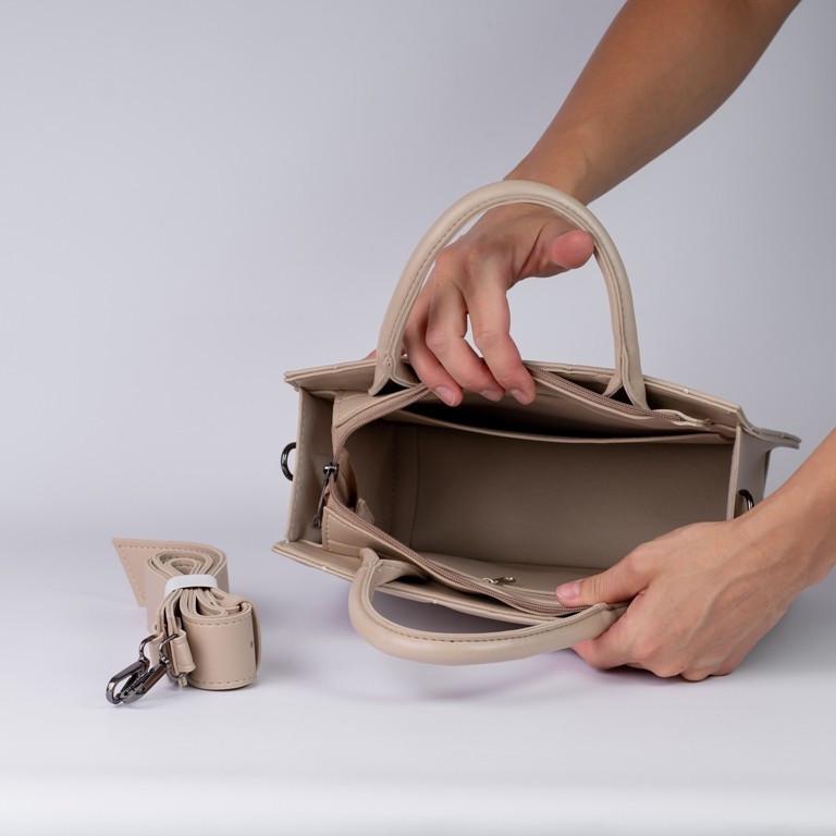 Сумка жіноча XENIA № 60-21 каркасна з глаткою екошкіри Бежевий - фото 3 Сумка жіноча XENIA № 60-21 каркасна з глаткою екошкіри Бежевий - фото 3