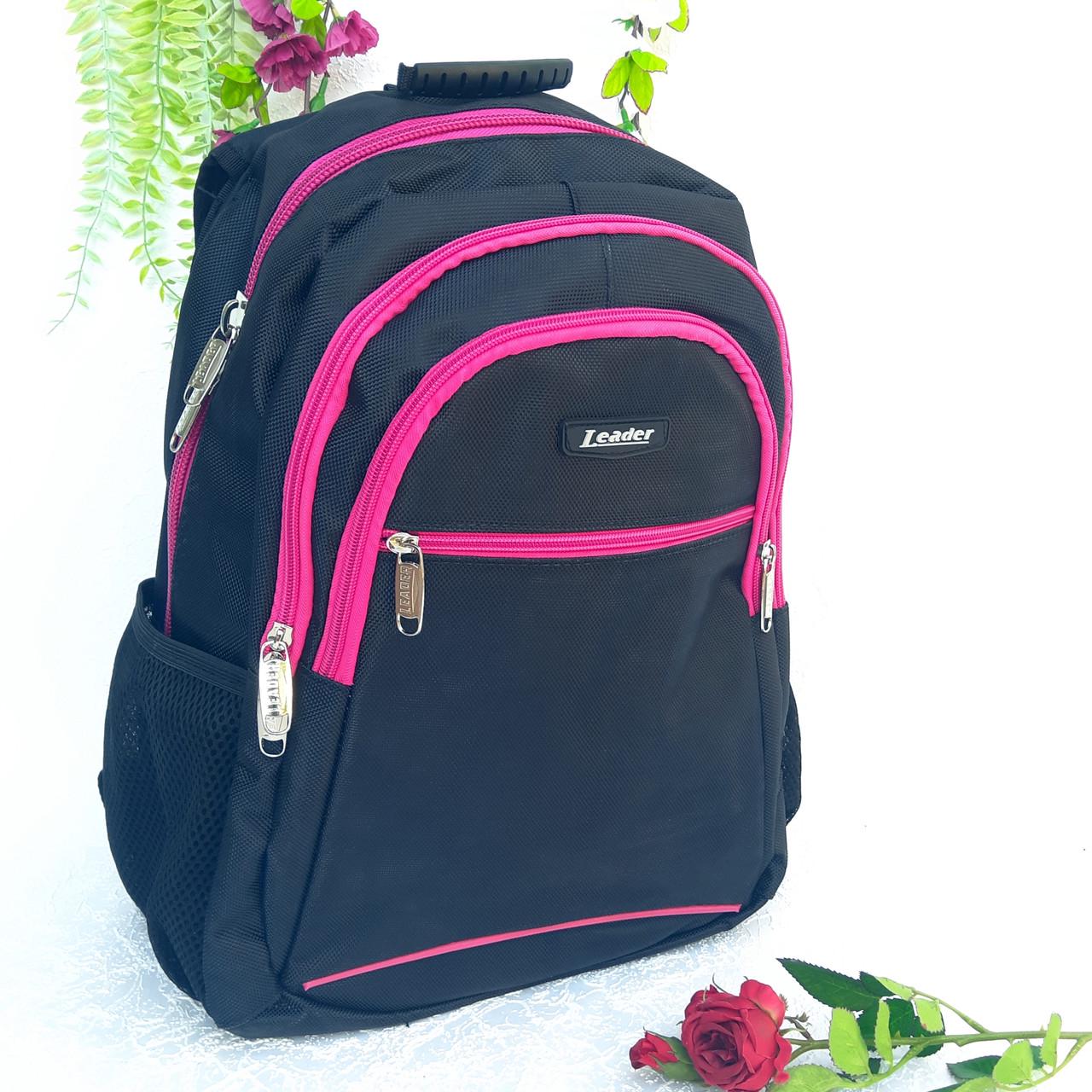 Рюкзак ортопедический Leader 42х29х15 см Черный/Розовый (982075) - фото 8