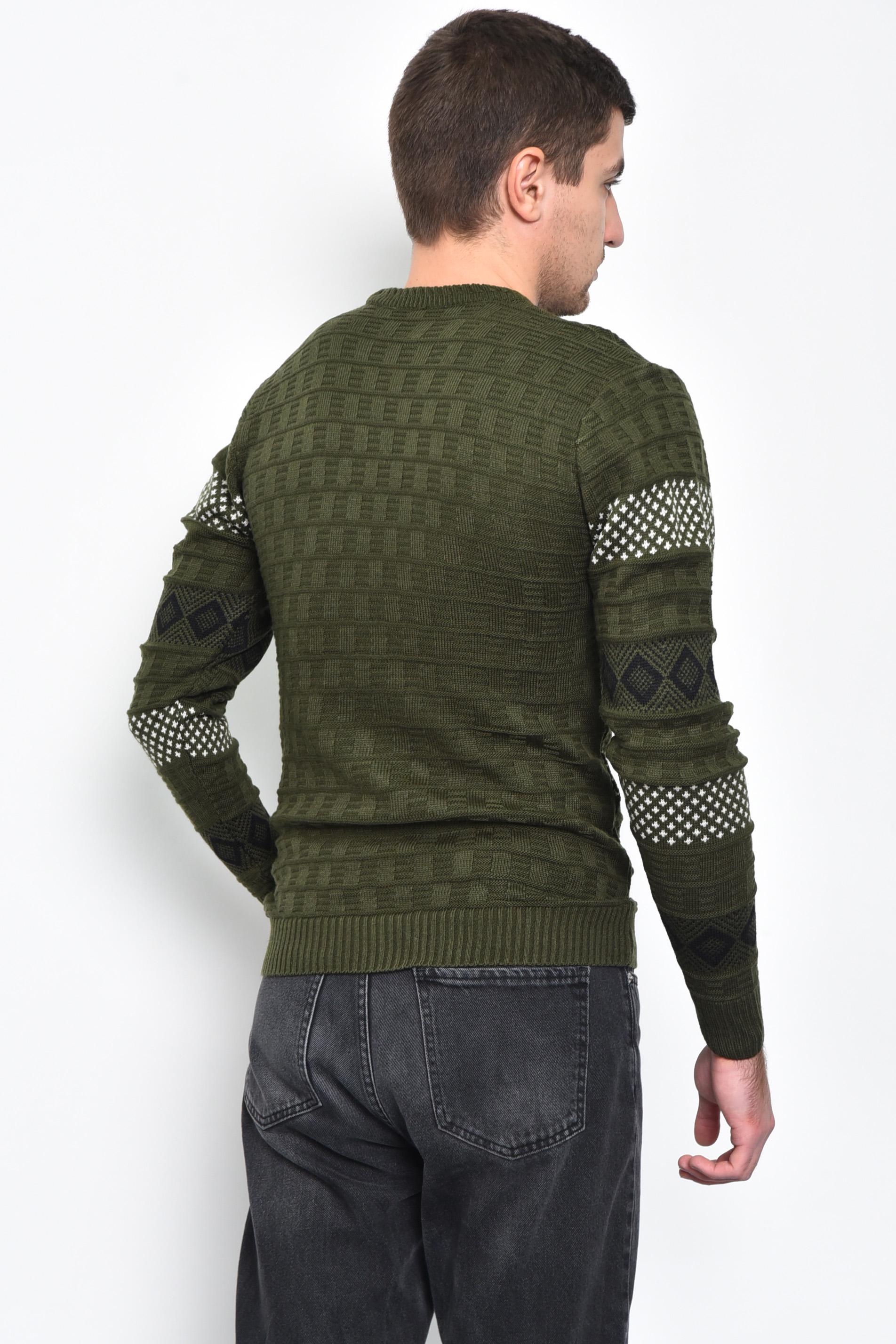 Светр чоловічий M Зелений акриловий (169918) - фото 3 Светр чоловічий M Зелений акриловий (169918) - фото 3