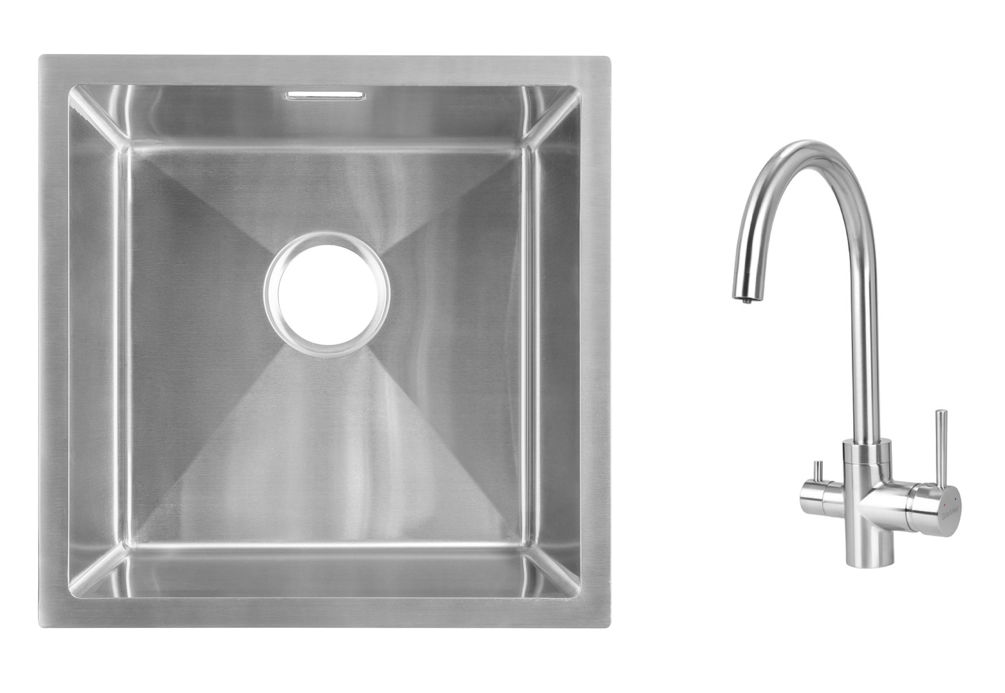 Комплект з кухонної мийки Gunter&Hauer Olef 4522 Inox та кухонного змішувача Gunter&Hauer HAFEN Brush