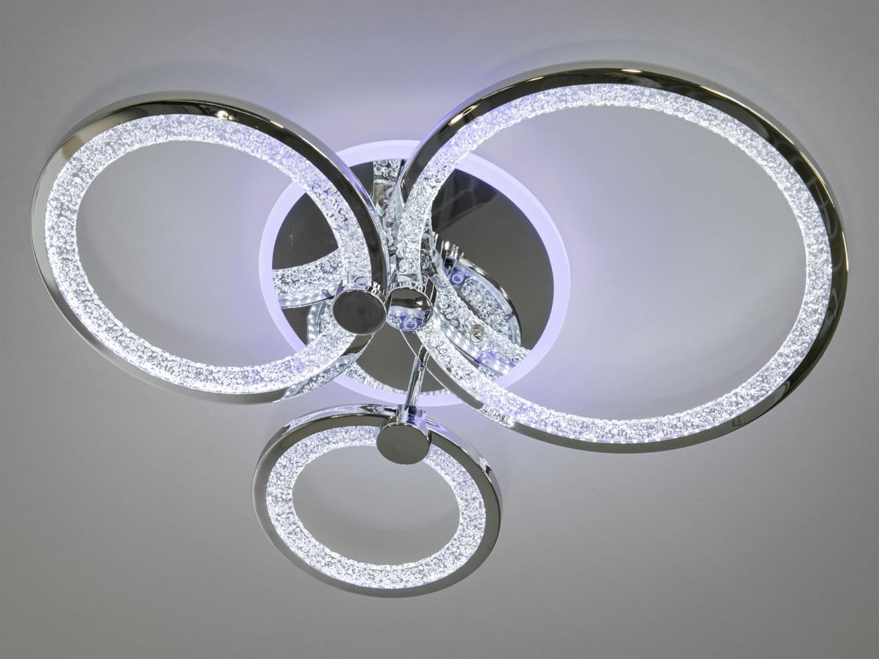Люстра LED на 3 кольца на кухню с диммером 70W на 10м2 Хром (8180-3HR-LS)