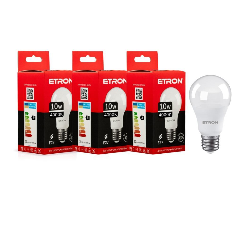 Лампа LED Etron A60 10W 4000K E27 Light 3 шт.