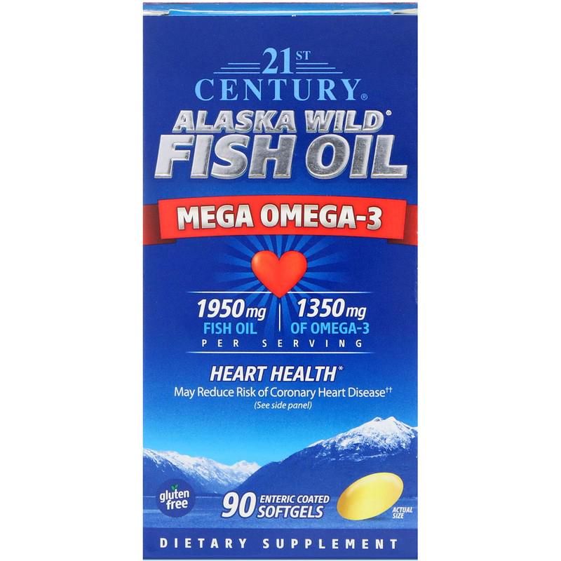 Жирные кислоты 21st Century Mega Omega-3 Alaska Wild Fish Oil 90 капсул