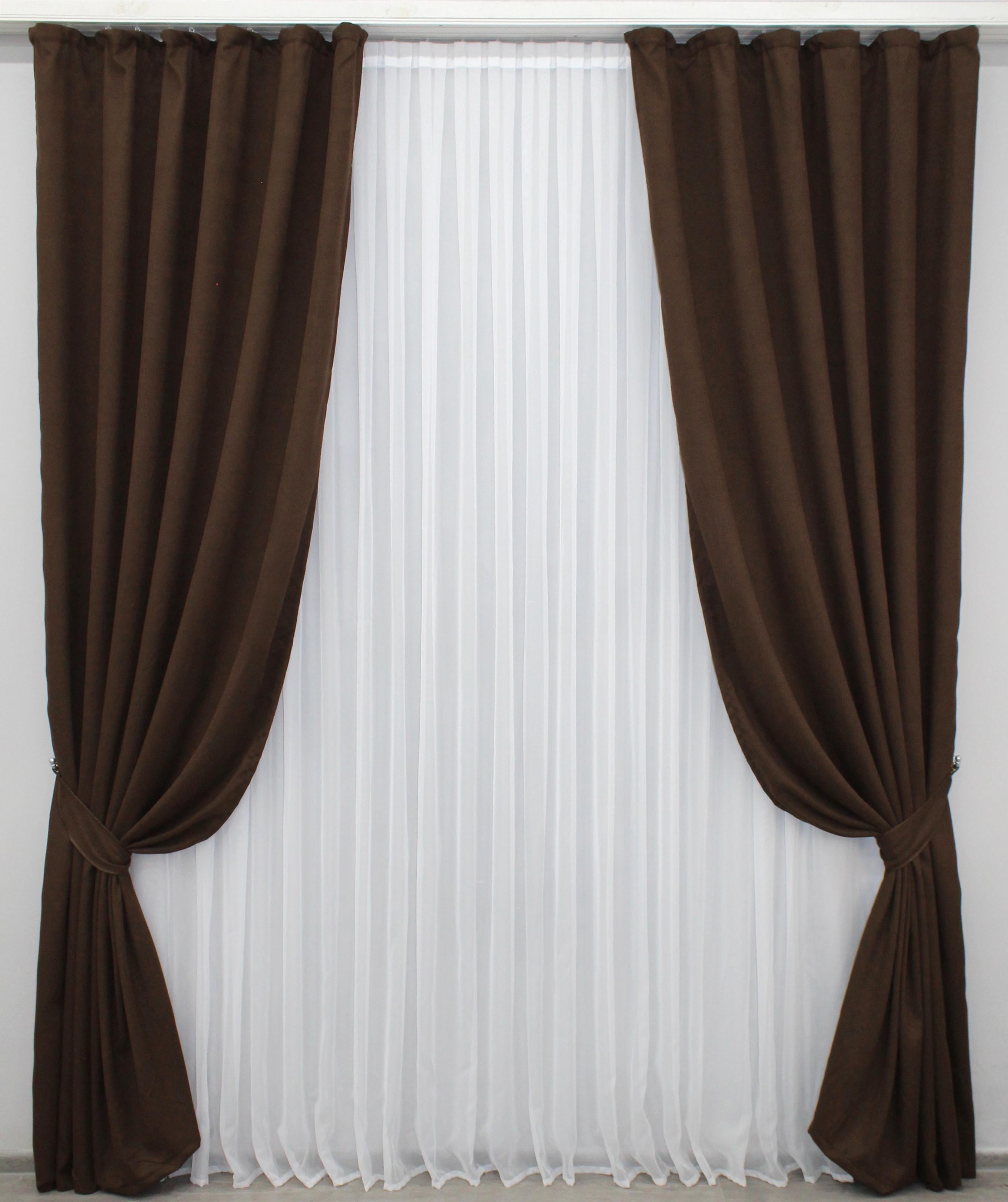 Комплект штор VR-Textil Petek № 748ш микровелюр 100х270 см 2 шт. Венге (31-185) Комплект штор VR-Textil Petek № 748ш микровелюр 100х270 см 2 шт. Венге (31-185)