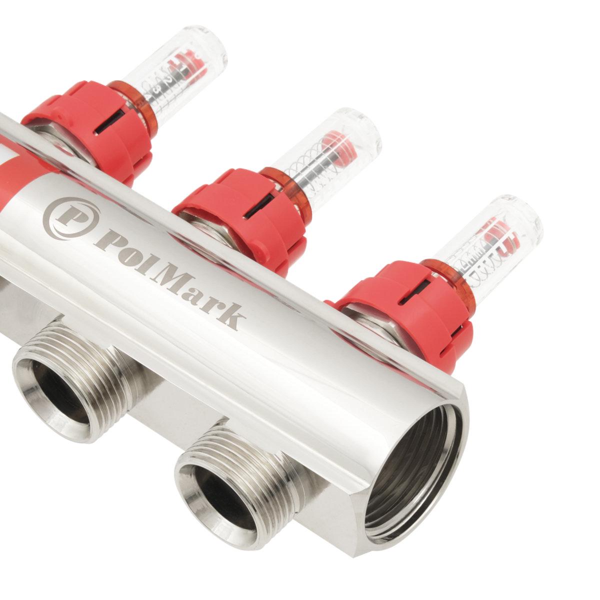 Коллектор Polmark 1x3/4 3 выхода с термоклапанами и расходомерами PBMF103 - фото 6