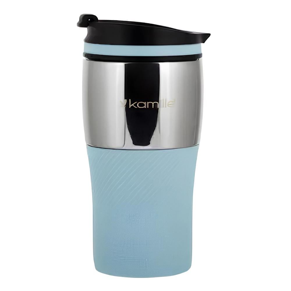 Термокружка Kamille 2155 из нержавеющей стали с TPR-вставкой 320 мл Голубой