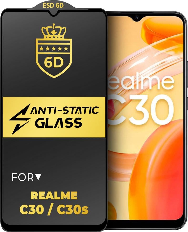 Защитное стекло 6D Anti-Static Realme C30 / C30s Glass Shield