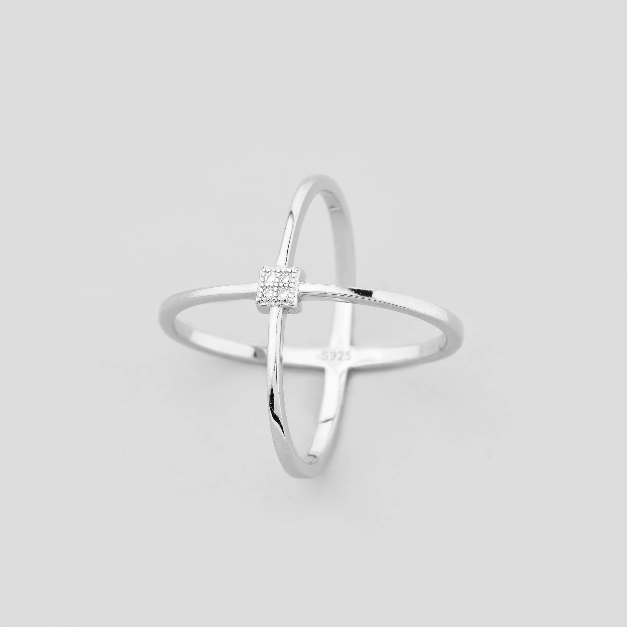 Серебряное кольцо Minimal Большая игра р. 18 (17351)