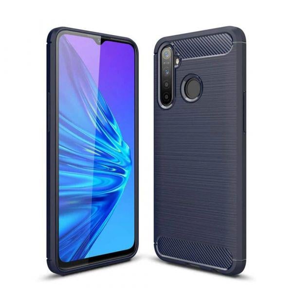 Чехол накладка Polished Carbon для Oppo Realme 5, Realme 6i синий