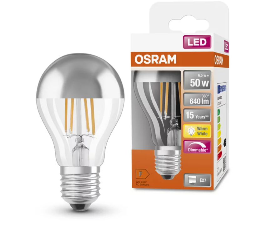 Лампа світлодіодна Osram/ LDSCA50DMIR S 7W/827 230V FIL E27 Срібний (4058075132917)