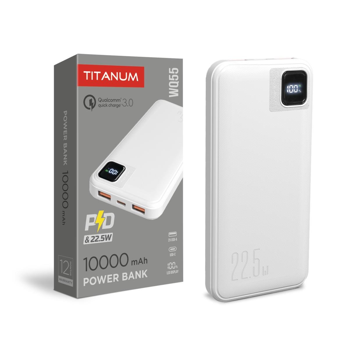 Повербанк TITANUM WQ55 22,5W 10000 mAh White (TPB-WQ55-W)