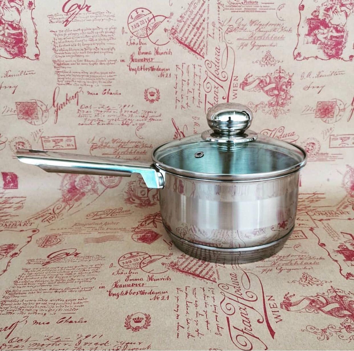 Ківш зі скляною кришкою Edenberg з індукційним дном 1,5 л (EB-3033)