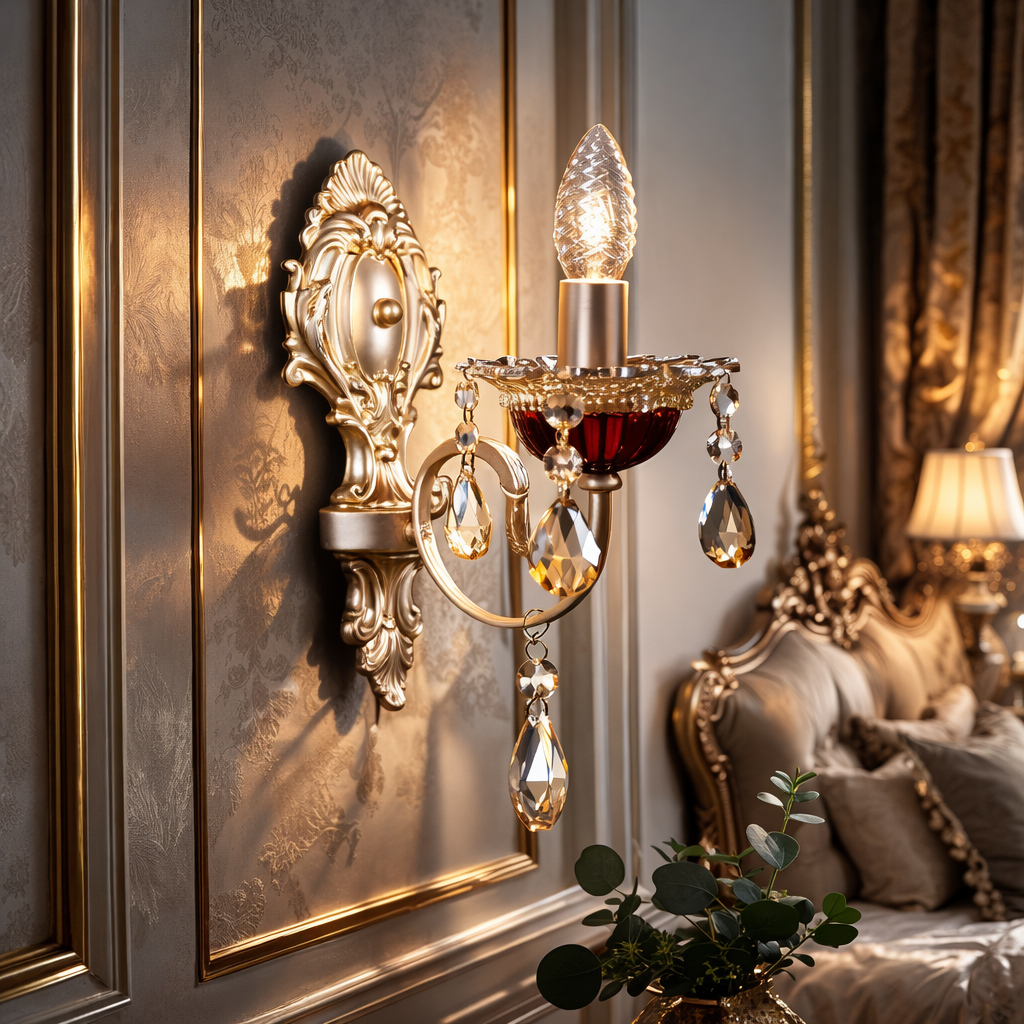 Бра-свеча с хрустальными подвесками (4808/1W) Бра-свеча с хрустальными подвесками (4808/1W)