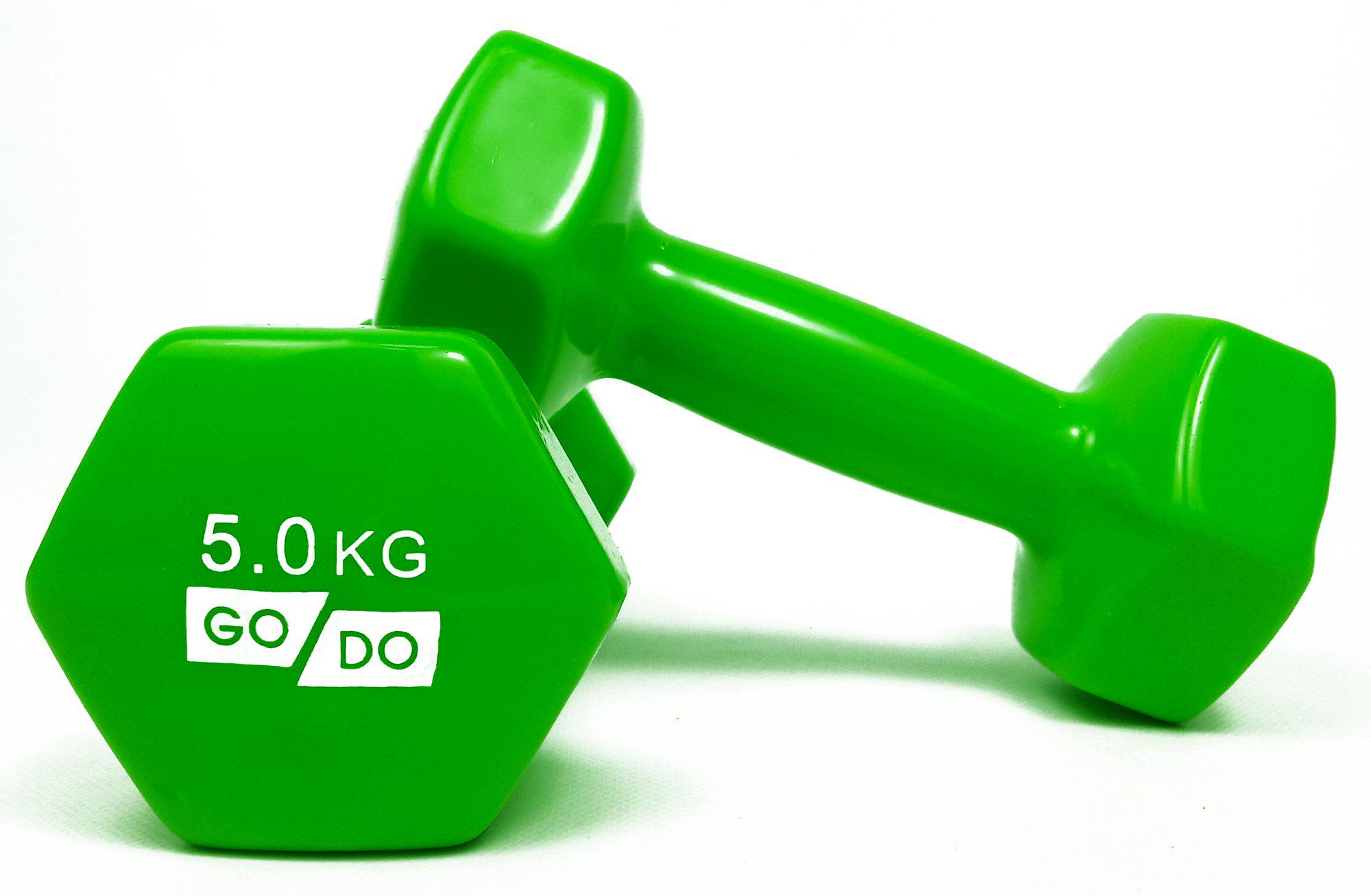 Гантели EasyFit GoDo с виниловым покрытием 5 кг Зеленый (EF-GD5Gr) - фото 1 Гантели EasyFit GoDo с виниловым покрытием 5 кг Зеленый (EF-GD5Gr) - фото 1