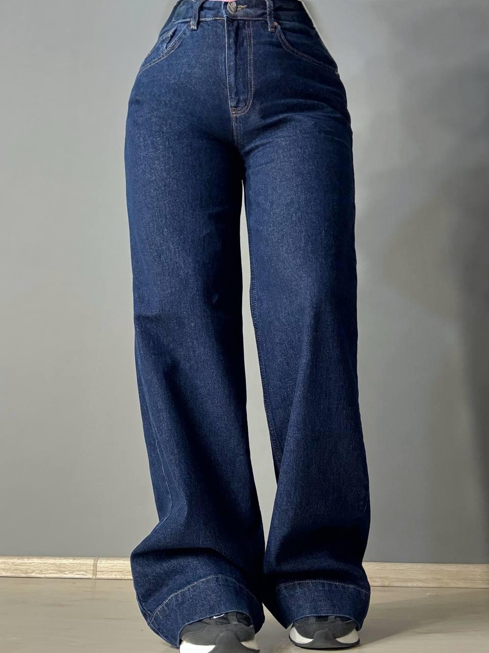 Джинсы женские Mikaletta G-10 wide leg палаццо клеш с манжетом р. 25 Темно-синий (5005) - фото 5