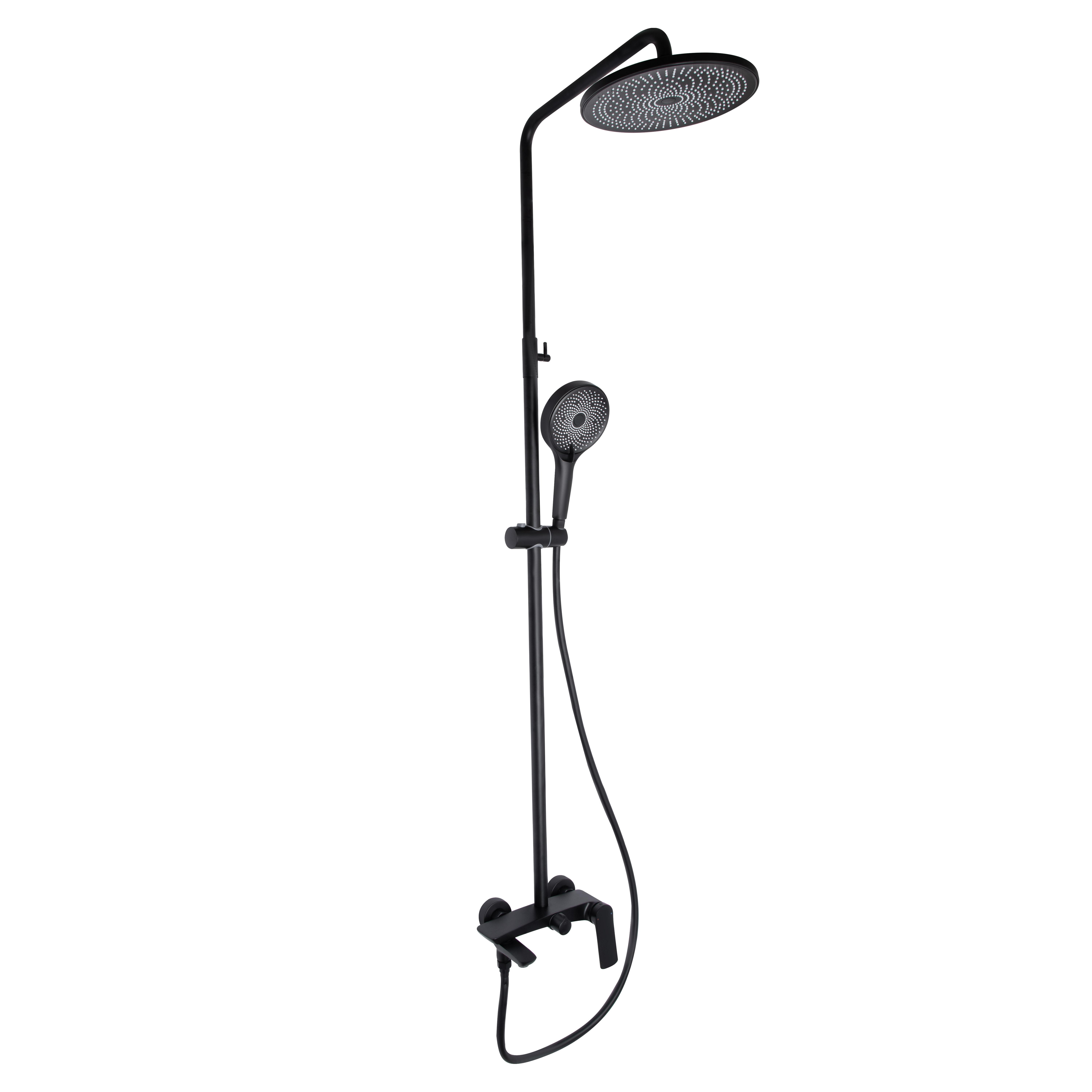 Душевая система Q-tap Slavonice QTSLA111BLM45911 на три потребителя с изливом Black matt (SD00052035)