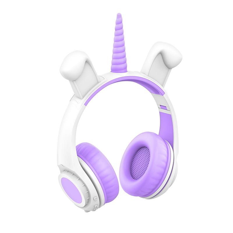 Наушники LINX LX-LW200 Bluetooth Dog Ear Unicorn Design с ушками LED Бело-Фиолетовый (SUN6119)