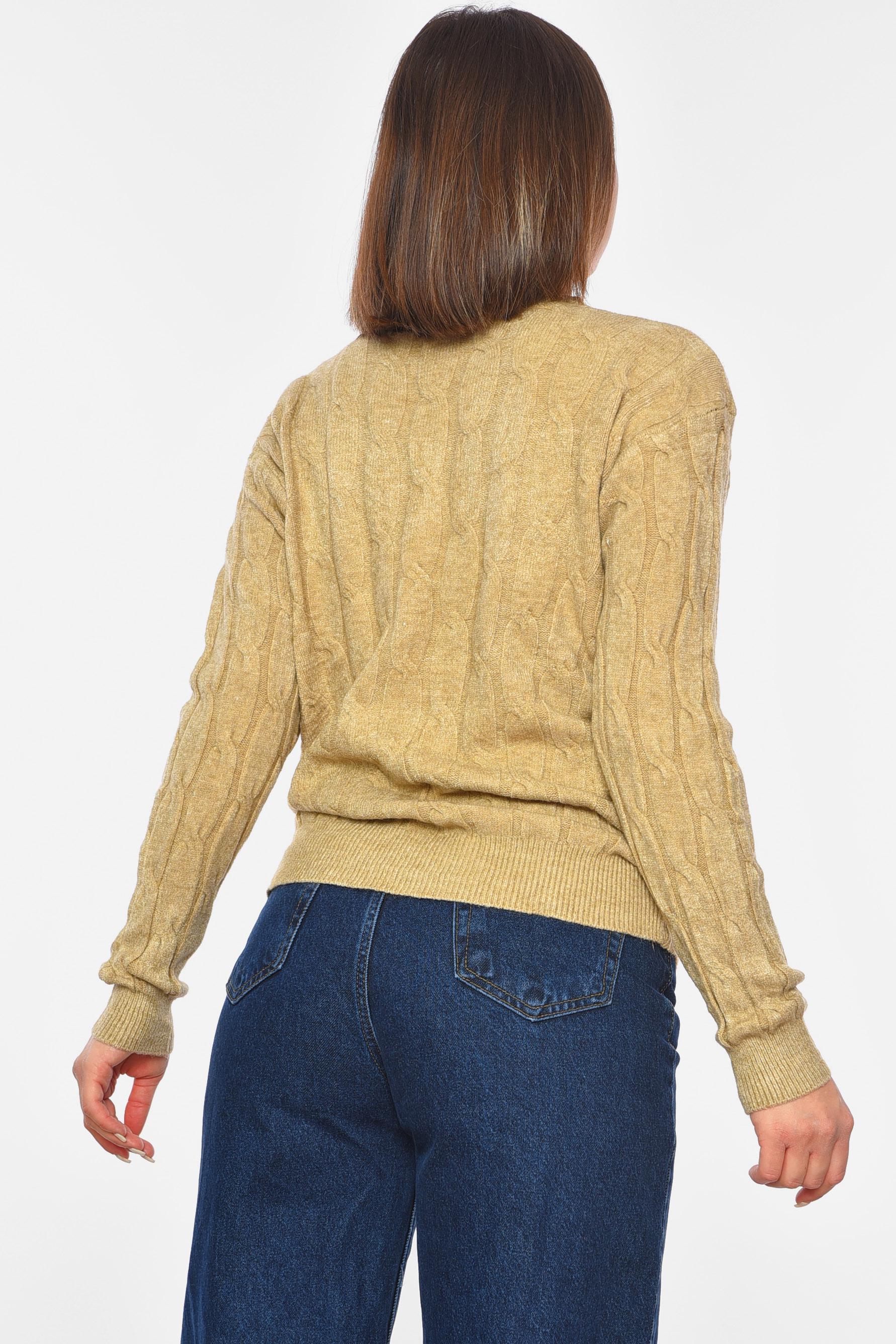 Свитер женский однотонный L-XL Бежевый (191940) - фото 3 Свитер женский однотонный L-XL Бежевый (191940) - фото 3