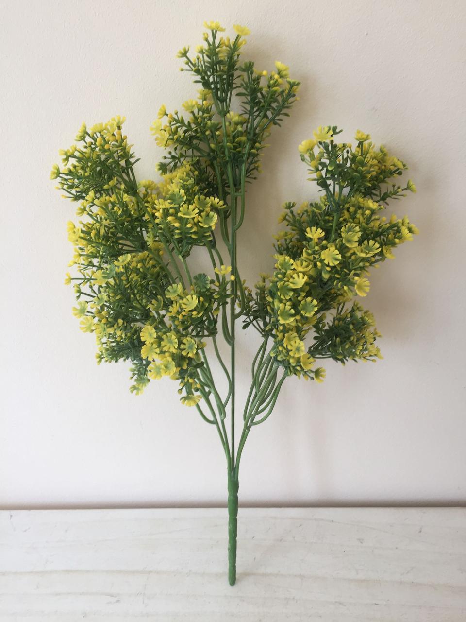 Штучний гіпсофіл букет пластик 30 см Жовтий - фото 2