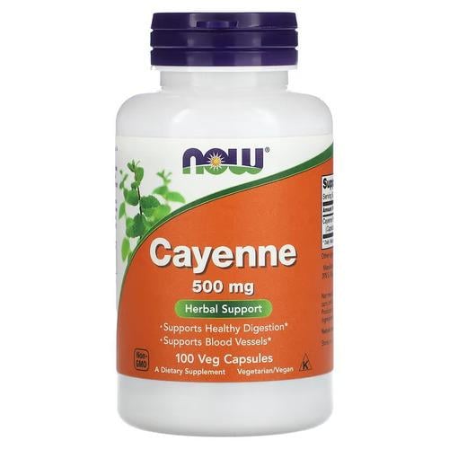 Добавка NOW Cayenne 500 мг 100 Veg Capsules (NOW-04625)
