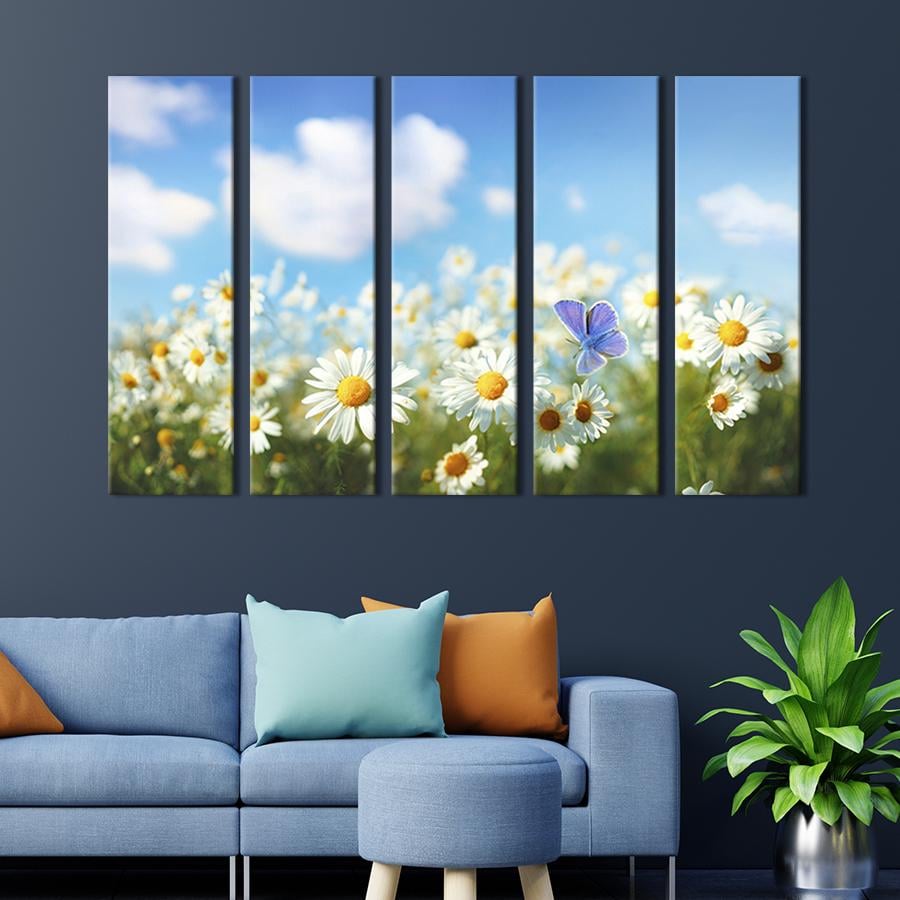 Модульная картина из 5 частей на холсте интерьерная картина Красота ромашкового поля 155x95 см (260-51) Модульная картина из 5 частей на холсте интерьерная картина Красота ромашкового поля 155x95 см (260-51)
