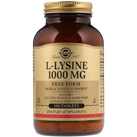 Амінокислота Лізін Solgar L-Lysine Free Form 1000 мг 100 Veg Tabs