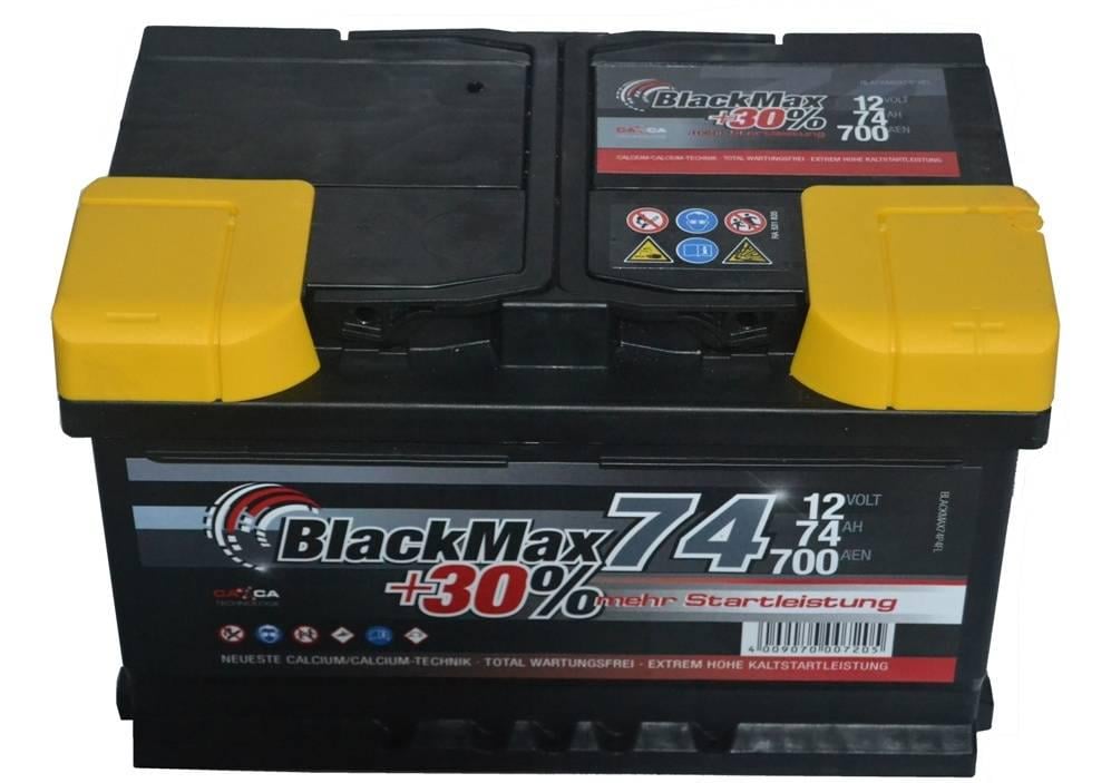 Акумулятор автомобільний BlackMax 6СТ-74Ah АзЕ 700A EN B4008